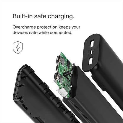 Belkin 20W 3-port USB Power Bank - 20K mAh - 2xUSB-A (12W), 1xUSB-C (15W) - Portable Charger - w/ USB-C to USB-C Cable - Black - For USB Type C Device, USB Type A Device - 20000 mAh - Black