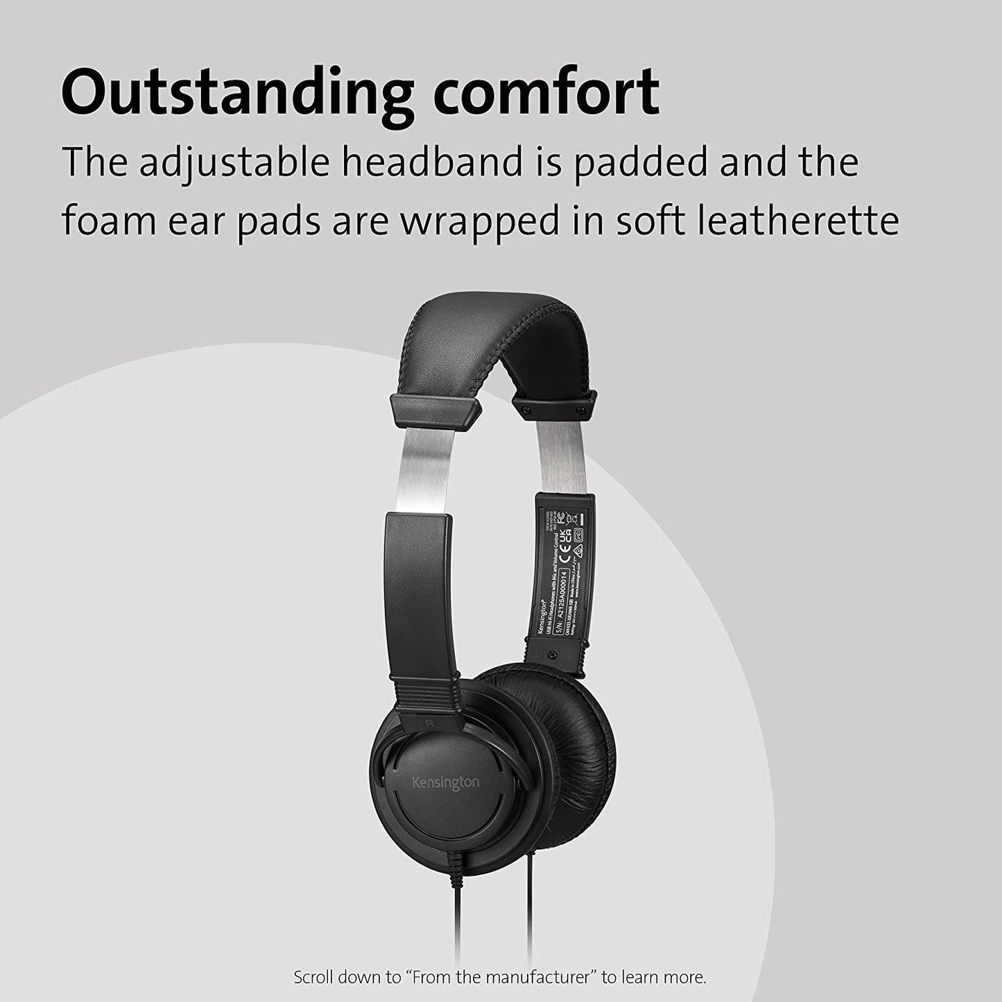 Kensington Hi-Fi Headphones with Mic &amp; Volume Control Button (K33597WW)