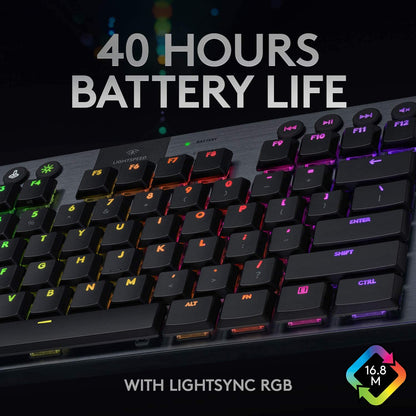 Logitech G915 TKL Tenkeyless Lightspeed Wireless RGB Mechanical Gaming Keyboard, Low Profile Switch Options, Lightsync RGB, Advanced Wireless and Bluetooth Support - Tactile TKL G915 TKL Tactile Wireless