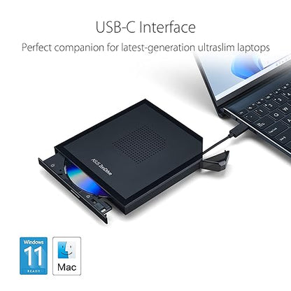 Asus ZenDrive V1M SDRW-08V1M-U DVD-Writer - External - Retail Pack - Black - DVD±R/±RW Support - 24x CD Read/24x CD Write/24x CD Rewrite - 8x DVD Read/8x DVD Write/8x DVD Rewrite - Double-layer Media Supported - USB Type C