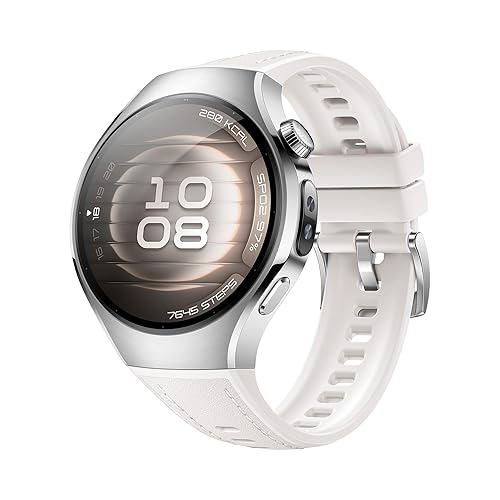 HUAWEI Watch 5, 42mm Smartwatches, Multi-Sensing X-TAP Technology, Spherical Sapphire Glass, Two Battery Modes, Intuitive Smart Gestures, Compatible with iOS and Android, White