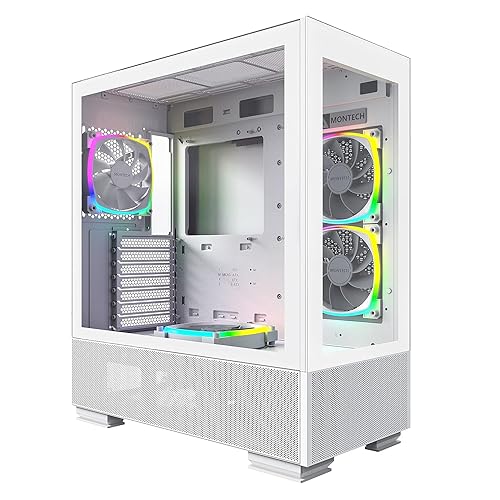 Montech Sky Two, Dual Tempered Glass, 4X PWM ARGB Fans Pre-Installed, ATX Gaming Mid Tower Computer Case, Type C, High Airflow Performance- White SKY TWO (WHITE)