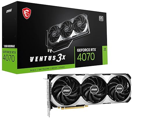 MSI Gaming GeForce RTX 4070 12GB GDRR6X 192-Bit HDMI/DP Nvlink TORX Fan 4.0 Ada Lovelace Architecture Graphics Card (RTX 4070 Ventus 3X 12G OC)