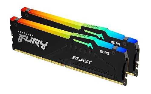 Kingston Fury Beast RGB 32GB (2x16GB) 6000MT/s DDR5 CL30 Desktop Memory | AMD Expo | Plug N Play | Kit of 2 | KF560C30BBEAK2-32