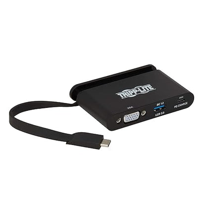 Tripp Lite USB-C Hub with 1080p VGA, USB-A, USB-C PD Charging (5A, 100W), Thunderbolt 3, DisplayPort Alt Mode, 5 Gbps, Black (U444-T6N-VUBC)