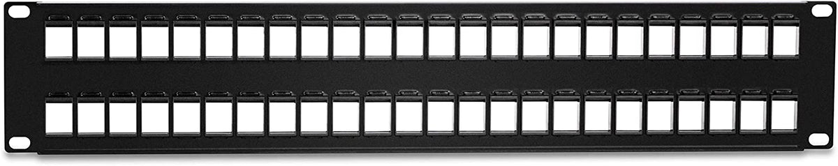 TRENDnet 48-Port Blank Keystone 2U HD Patch Panel, TC-KP48, 2U 19” Metal Rackmount Housing, HD Keystone Network Patch Panel, Recommended w/TC-K25C6 &amp; TC-K50C6 Cat6 Keystone Jacks (Sold Separately)
