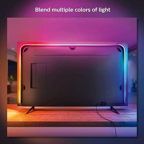 Philips Hue White & Color Ambiance Lightstrip 55" TV, LED Strip Lights, Colour Changing, Bluetooth & Zigbee Compatible, Voice Activated with Alexa, Music Sync,Black ,55-Inch 55-Inch 55 in