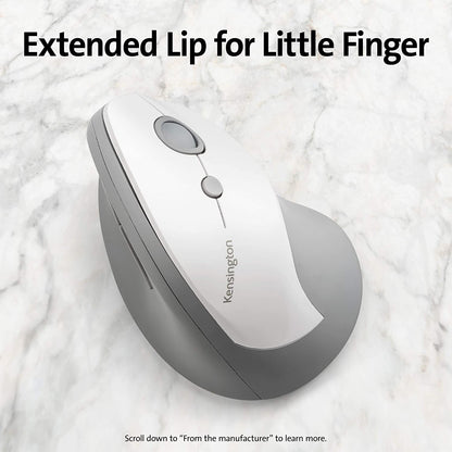 Kensington Pro Fit Ergo Vertical Wireless Mouse- Gray, White