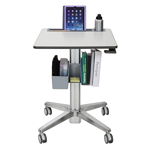 Ergotron – LearnFit Mobile Standing Desk, Adjustable Height Small Rolling Laptop Computer Sit Stand Desk with Wheels for Classroom, Office, Medical or Home Use – Adjusts from 33 to 49 Inches – Grey Tall, 33-49 worksurface Grey