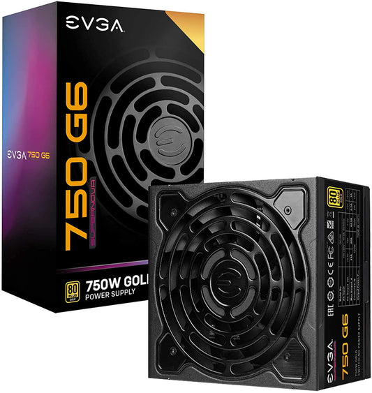 EVGA Supernova 750 G6, 80 Plus Gold 750W, Fully Modular, Eco Mode with FDB Fan, 10 Year Warranty, Includes Power ON Self Tester, Compact 140mm Size, Power Supply 220-G6-0750-X1 750W G6