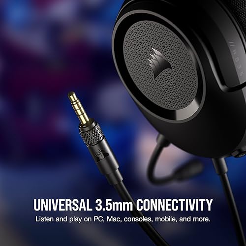 CORSAIR HS35 v2 Multiplatform Wired Gaming Headset – Flexible Omni-Directional Microphone – Universal 3.5mm Connection – PC, Mac, PS5, PS4, Xbox, Nintendo Switch, Mobile – Carbon v2 Stereo