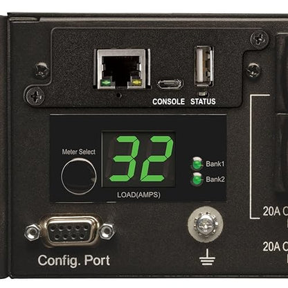 Tripp Lite Switched PDU, 7.4kW Single Phase, 230V, 16 Outlets (C13), IEC-309 32A Blue, 12ft. Cord, 2U Rack-Mount Power, TAA (PDUMH32HVNET) , Black 16 Outlets 32 Amps / 240 Volts