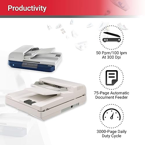 Xerox DocuMate 4830 - Document Scanner - Duplex - 11.7 in x 118 in - 600 DPI - up to 50 ppm (Mono) / up to 50 ppm (Color) - ADF (75 Sheets) - up to 3000 scans per Day - USB 2.0