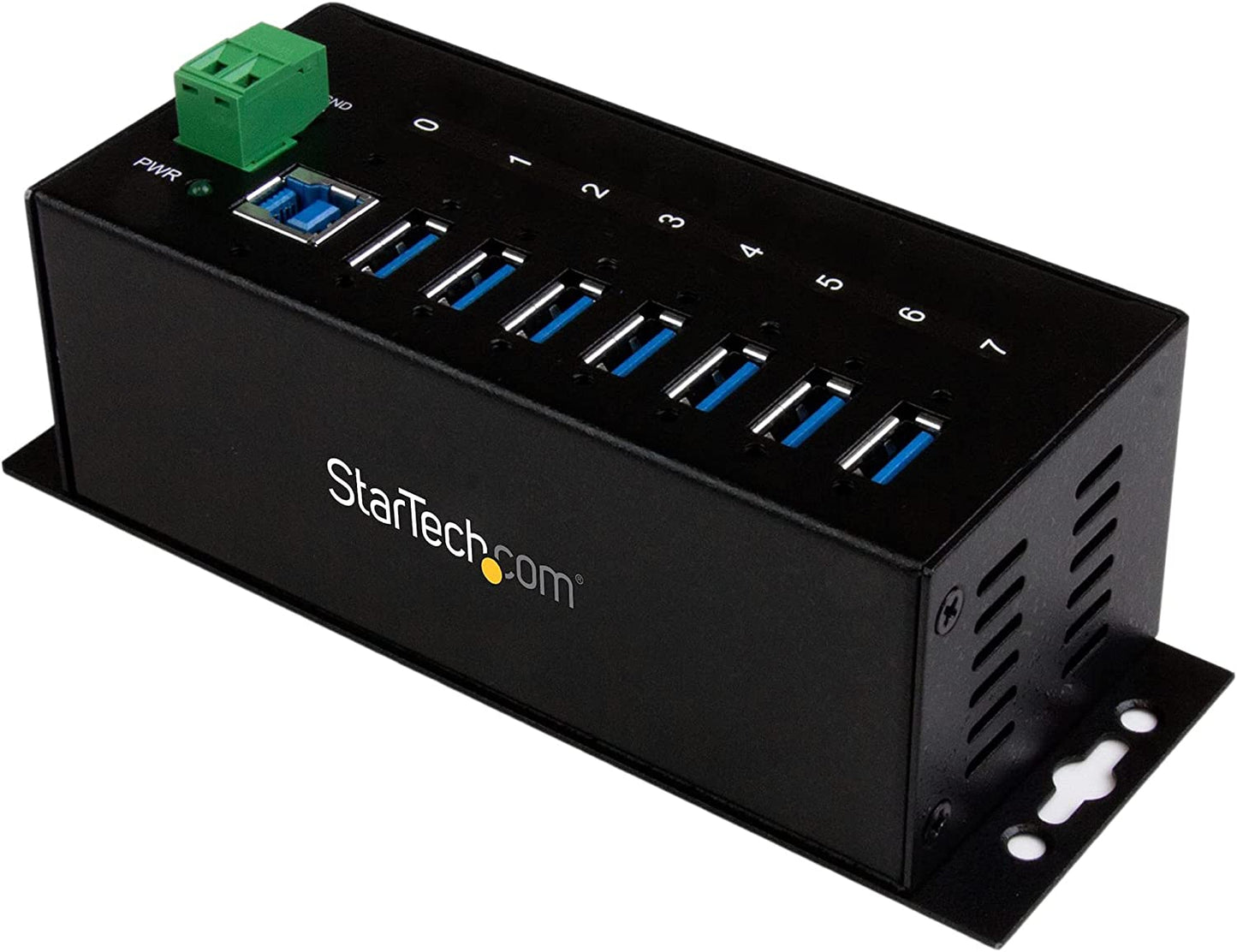 StarTech.com 7-Port USB 3.0 Hub - Metal Industrial USB-A Hub with ESD Protection &amp; 350W Surge Protection - Din Rail, Wall or Desk Mountable - TAA Compliant USB Expander Hub (ST7300USBME) 7 Port USB 3.0