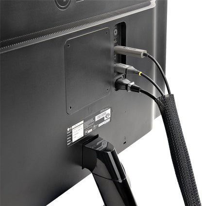 StarTech.com 10ft (3m) Cable Management Sleeve, Trimmable Heavy Duty Cable Wrap, 1.2" (3cm) Dia. Polyester Mesh Computer Cable Manager/Protector/Concealer, Black Cord Organizer/Hider (WKSTNCMFLX)