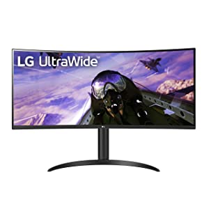 LG UltraWide QHD 34-Inch Computer Monitor 34WP65C-B, VA with HDR 10 Compatibility and AMD FreeSync Premium, Black Tilt/Height Adjustable Stand