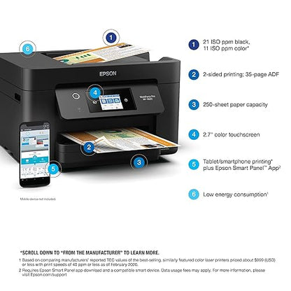 Epson Workforce Pro WF-3820 Wireless All-in-One Printer with Auto 2-Sided Printing, 35-Page ADF, 250-sheet Paper Tray and 2.7 Colour Touchscreen , Black