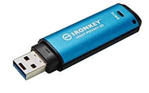 Kingston Ironkey Vault Privacy 50 USB 64GB Flash Drive | FIPS 197 Certified | XTS-AES 256-bit | BadUSB and Brute Force Protection | Mult-Password Option | IKVP50/64GB 64GB USB-A