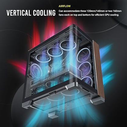 Antec C8 Curve Wood, Fans not Included, Wooden Front Panel, Super Wide Angle Single Curved Glass, Dual-Chamber Layout, Type-C, 360mm Radiator Support, RTX 40 Compatible, Full-Tower E-ATX PC Case