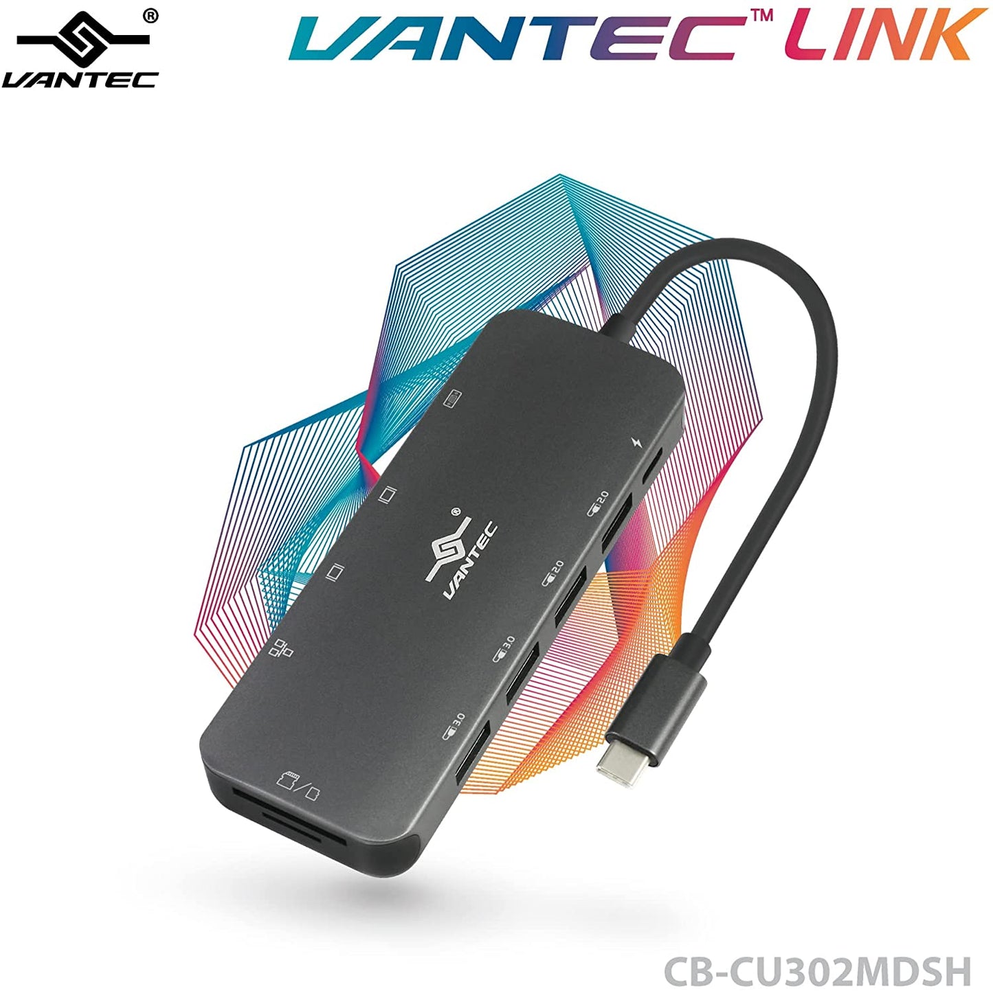 Vantec Link USB C Multi-Function Hub with 2xHDMI 4K, VGA, Gigabit, SD, MicroSD, 2xUSB 3.1, 2xUSB 2.0, PD 100W, USB C (CB-CU302MDSH)