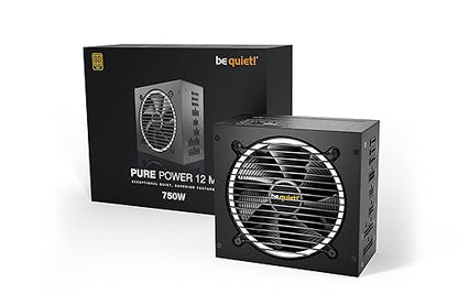 Pure Power 12 M 750W, ATX 3.0, 80 Plus® Gold, Modular Power Supply, for PCIe 5.0 GPUs and GPUs with 6+2 pin connectors, 12VHPWR Cable Included, Silent 120mm be quiet! Fan - BN504