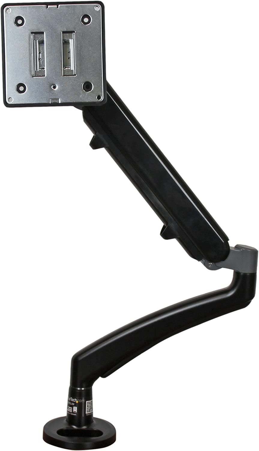 StarTech.com Desk Clamp Monitor Mount - Adjustable - Supports Monitors 12” to 34” - Full Motion Slim VESA Mount Monitor Arm - Desk &amp; Grommet Clamp -Black (ARMSLIM)