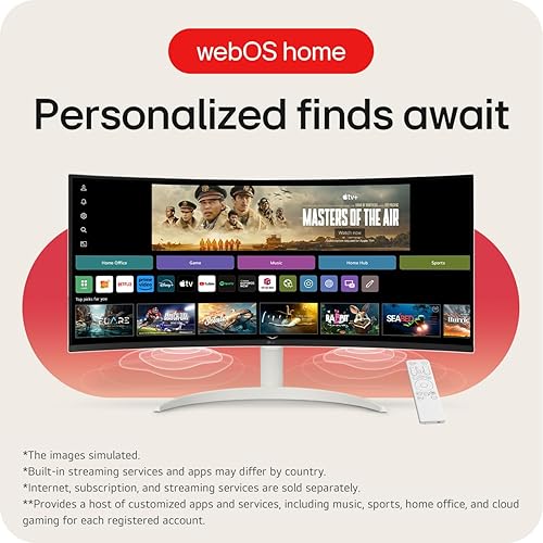 LG MyView Smart Monitor (34SR60QC - 34-Inch 21:9 Curved UltraWide QHD (3440x1440) Display, webOS Smart Monitor, LG ThinQ App, 2 x 7W Stereo Speakers, AirPlay 2 + Screen Share + Bluetooth