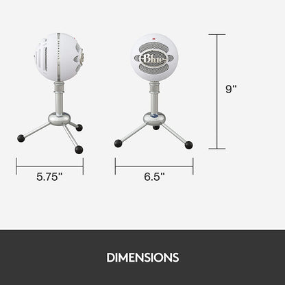 Blue microphones Blue Snowball USB Microphone for Recording, Streaming, Podcasting, Gaming on PC and Mac, Condenser Mic with Cardioid and Omnidirectional Pickup Patterns, and Stylish Retro Design - Textured White