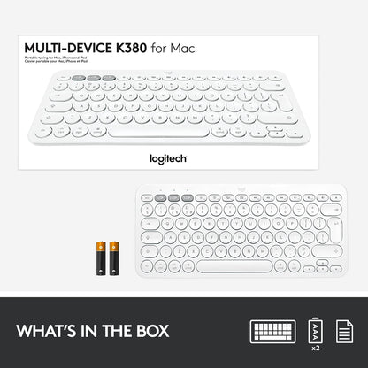 Logitech K380 Wireless Multi-Device Keyboard for Windows, Apple iOS, Apple TV android or Chrome, Bluetooth, Compact Space-Saving Design, PC/Mac/Laptop/Smartphone/Tablet - Off White Off White Keyboard