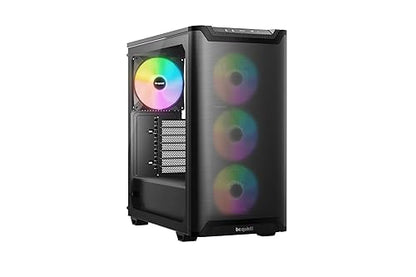 be quiet! Pure Base 501 LX Black Mid-Tower ATX Case | High Airflow | 4 Preinstalled Light Wings LX PWM Fans | ARGB Lighting with Controller and PWM hub | Optimized Air Pressure Case | BGW78 Black LX