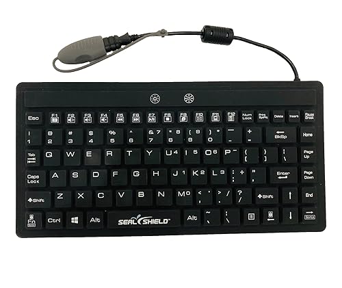 Seal Shield Silk Mini Glow Waterproof Silicone Backlit Keyboard - Cable Connectivity - USB Interface - English (US) - PC - Black