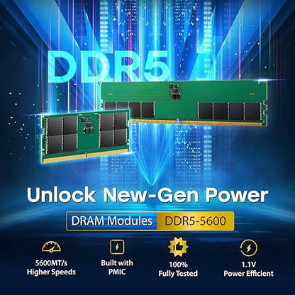 Transcend 32GB DDR5 5600 U-DIMM 2Rx8 1.1V, RAM, Desktop Memory Module - JM5600ALE-32G