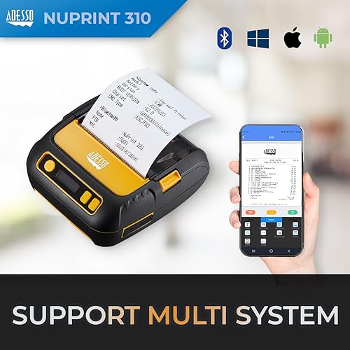 ADESSO 3" 80mm Portable Bluetooth Thermal Printer - High-Speed 90mm/s, Compatible with Android, iOS, Windows - Anti-Drop, Shockproof, Water-Resistant NuPrint 320B