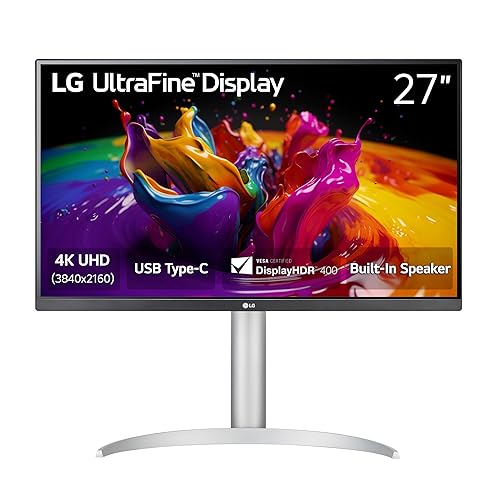LG Ultrafine 27UP850K, 27 inch UHD 4K (3840x2160) Monitor, IPS Display, USB-C, Tilt/Height/Pivot Adjustment, VESA Display HDR 400, White 27" External Speakers USB Type-C DisplayHDR™ 400
