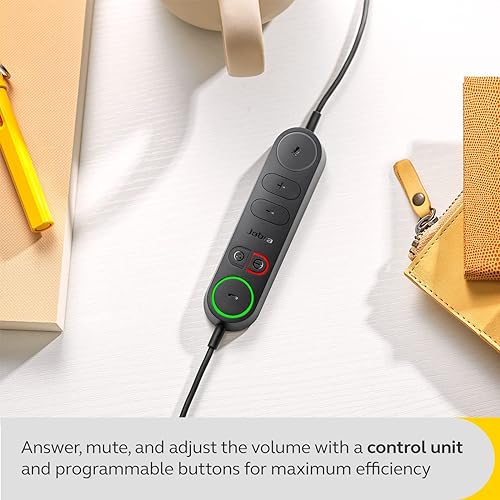 Jabra Engage 40 Wired Mono Headset with Inline Call Control - Noise-Cancelling 2-Mic Technology, and USB-A Cable - Works with All Leading Unified Communications Platforms Such As Zoom, Unify - Black Mono w/ Link UC (USB-A)