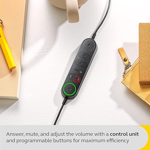 Jabra Engage 40 Wired Stereo Headset with Inline Call Control - Noise-Cancelling 2-Mic Technology, and USB-A Cable - Works With All Leading Unified Communications Platforms Such As Zoom, Unify - Black Stereo w/ Link UC (USB-A)