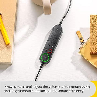 Jabra Engage 40 Wired Stereo Headset with Inline Call Control - Noise-Cancelling 2-Mic Technology, and USB-A Cable - Works With All Leading Unified Communications Platforms Such As Zoom, Unify - Black Stereo w/ Link UC (USB-A)