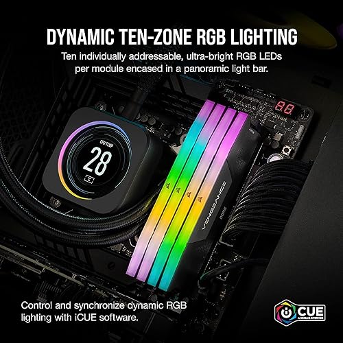 CORSAIR VENGEANCE RGB DDR5 RAM 32GB (2x16GB) 5600MHz CL40 Intel XMP iCUE Compatible Computer Memory - Black (CMH32GX5M2B5600C40K) 32GB (2x16GB) Black