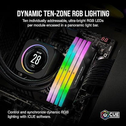 CORSAIR VENGEANCE RGB DDR5 RAM 32GB (2x16GB) 5600MHz CL40 Intel XMP iCUE Compatible Computer Memory - Black (CMH32GX5M2B5600C40K) 32GB (2x16GB) Black