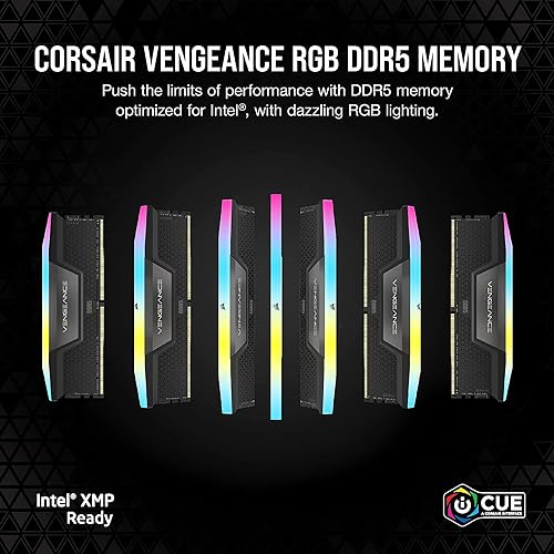 CORSAIR VENGEANCE RGB DDR5 RAM 32GB (2x16GB) 5600MHz CL40 Intel XMP iCUE Compatible Computer Memory - Black (CMH32GX5M2B5600C40K) 32GB (2x16GB) Black