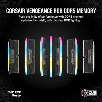 CORSAIR VENGEANCE RGB DDR5 RAM 32GB (2x16GB) 5600MHz CL40 Intel XMP iCUE Compatible Computer Memory - Black (CMH32GX5M2B5600C40K) 32GB (2x16GB) Black