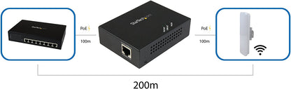StarTech.com 1 Port Gigabit PoE+ Extender 802.3at &amp; 802.3af - 100m (330ft) - Power over Ethernet Extender - PoE Repeater Network Extender (POEEXT1GAT)