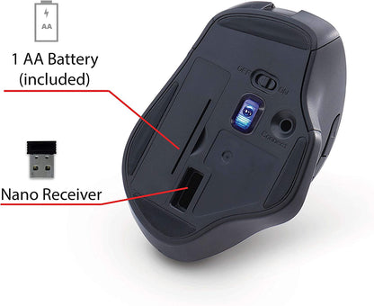 Verbatim Silent Ergonomic Wireless Blue LED Mouse - Graphite