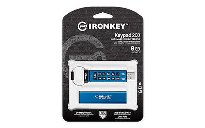 Kingston Ironkey Keypad 200 8GB Encrypted USB | Alphanumeric Keypad | Multi-Pin Access | XTS-AES 256-bit | FIPS 140-3 Level 3 Certified | Brute Force & BadUSB Protection | IKKP200/8GB