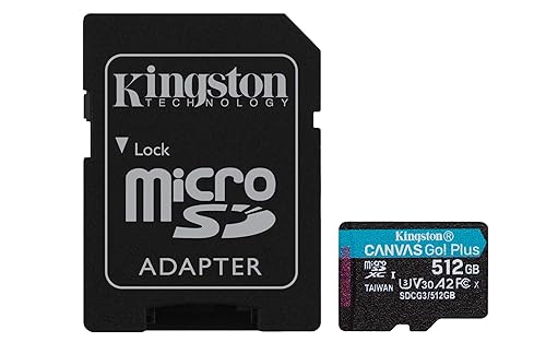 Kingston 512GB microSDXC Canvas Go Plus 170MB/s Read UHS-I, C10, U3, V30, A2/A1 Memory Card + Adapter (SDCG3/512GB)
