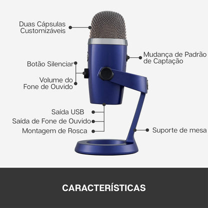 Blue microphones Blue Yeti Nano Premium USB Microphone for Recording, Streaming, Gaming, Podcasting on PC and Mac, Condenser Mic with Blue VO!CE Effects, Cardioid and Omni, No-Latency Monitoring - Vivid Blue Vivid Blue Microphone