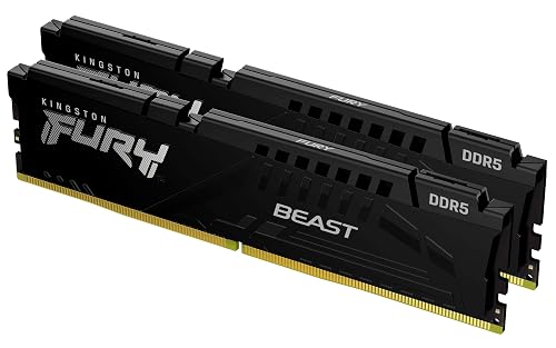 Kingston Fury Beast Black 32GB 6400MT/s DDR5 CL32 DIMM (Kit of 2) Desktop Gaming Memory - KF564C32BBEK2-32