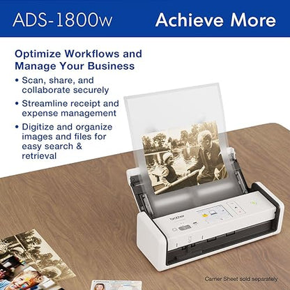 Brother ADS-1800W Wireless Compact Desktop Scanner with Colour Touchscreen – Bluetooth, Photo & Document Scanning for Business and Home Use