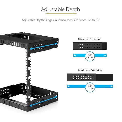 StarTech.com 2-Post 15U Heavy-Duty Wall Mount Network Rack, 19 Open Frame Server Rack with Adjustable Depth, Wall Mount Data Rack for IT / AV / Patch Panel / Computer Equipment (RK15WALLOA) 15U Rack