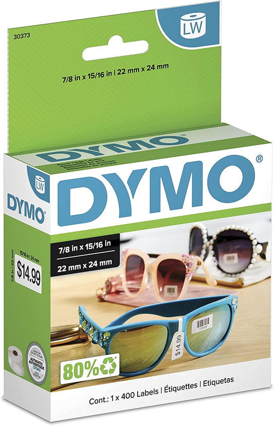 DYMO LW 2-Up Price Tag Labels for LabelWriter Label Printers, White, 15/16'' x 7/8'', 1 Roll of 400 Price Tag Labels 15/16" x 7/8"